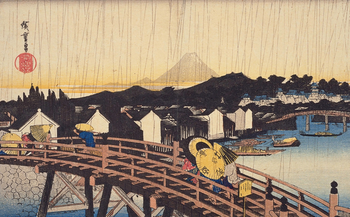 歴史探訪東京さんぽ 歌川広重が描いた日本橋のにわか雨に浮かぶ富士
